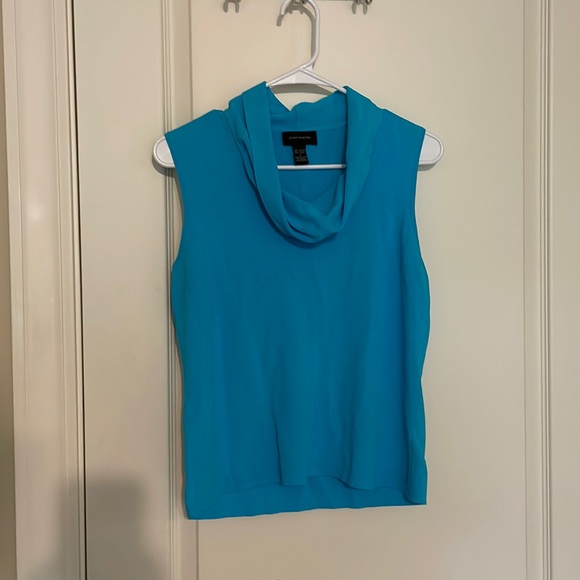 pointelle Tops - Turquoise Cowl Neck Top